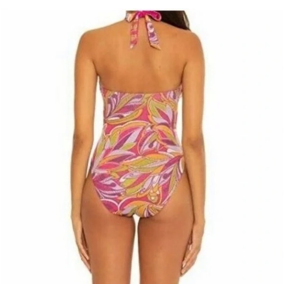 NEW Becca Psychedelica Nina Plunge One-Piece Swimsuit NWT size large - Picture 3 of 9